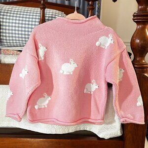 EASTER CLAVER ROLLNECK PINK BUNNY SWEATER